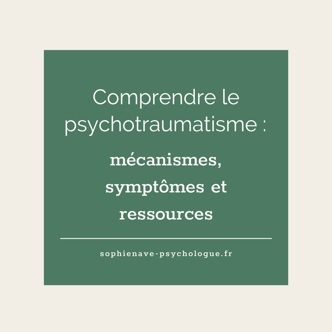 Schéma du cerveau après un traumatisme psychique montrant l’activation de l’amygdale, la désactivation du cortex préfrontal et l’hippocampe perturbé, expliquant les réactions de peur, flashbacks et hypervigilance.